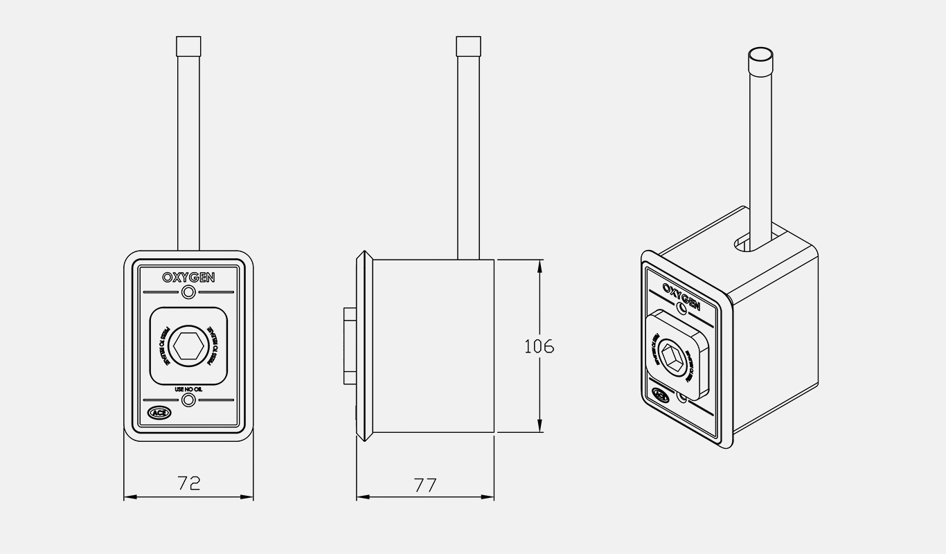 Puritan Bennett Type dimensions